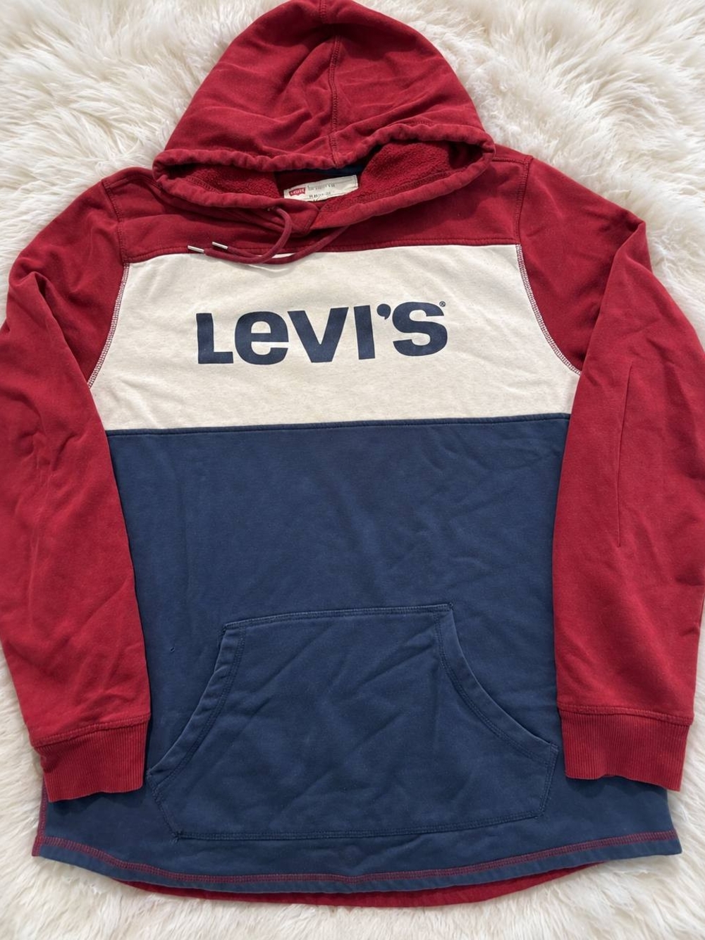 Levi's Red Navy Cream Colorblock Zip-Up Hoodie